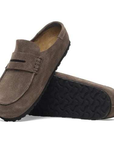 Birkenstock Naples Wrapped Suede Slippers Concrete Gray Regular - KYOTO - Birkenstock