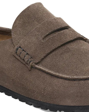 Birkenstock Naples Wrapped Suede Slippers Concrete Gray Regular - KYOTO - Birkenstock