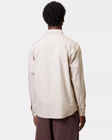 Carhartt WIP L/S Cassel Shirt Cassel Stripe, Peanut / White - KYOTO - Carhartt WIP