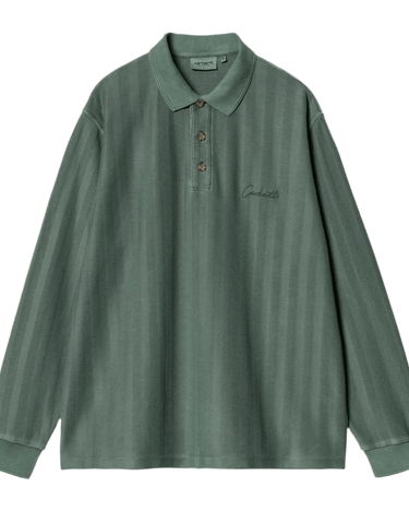 Carhartt WIP L/S Morrison Rugby Shirt Conifer pigment garment dyed - KYOTO - Carhartt WIP