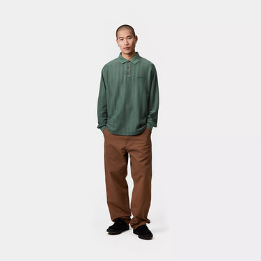 Carhartt WIP L/S Morrison Rugby Shirt Conifer pigment garment dyed - KYOTO - Carhartt WIP