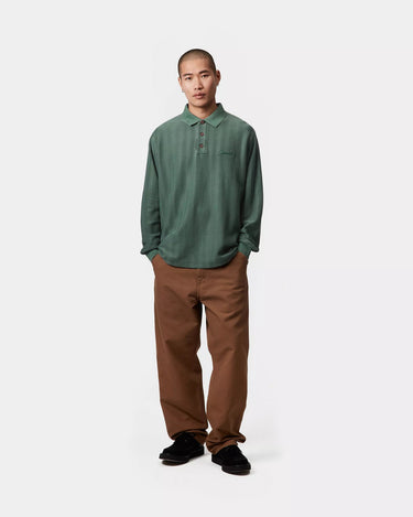 Carhartt WIP L/S Morrison Rugby Shirt Conifer pigment garment dyed - KYOTO - Carhartt WIP