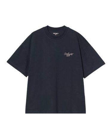 Carhartt WIP S/S Signature Script T-Shirt Deep Night / Glassy Pink - KYOTO - Carhartt WIP