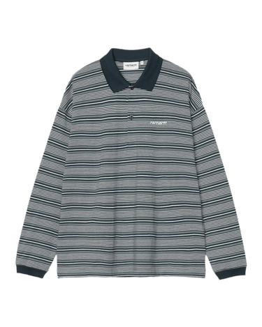 Carhartt WIP W' L/S Largo Polo T-Shirt Largo Stripe, Deep Lagoon - KYOTO - Carhartt WIP women