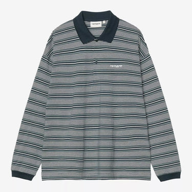 Carhartt WIP W' L/S Largo Polo T-Shirt Largo Stripe, Deep Lagoon - KYOTO - Carhartt WIP women