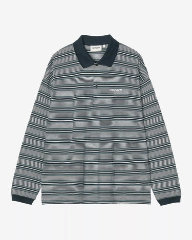 Carhartt WIP W' L/S Largo Polo T-Shirt Largo Stripe, Deep Lagoon - KYOTO - Carhartt WIP women