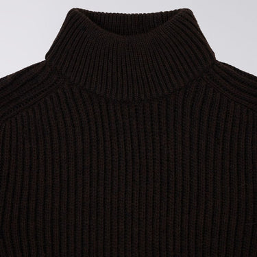 EDWIN RONI HIGH COLLAR Sweater DARK BROWN - KYOTO - EDWIN