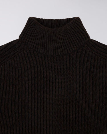 EDWIN RONI HIGH COLLAR Sweater DARK BROWN - KYOTO - EDWIN