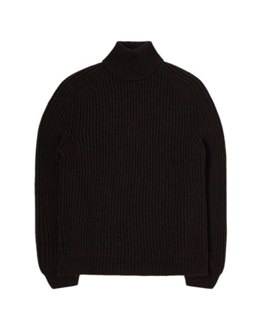 EDWIN RONI HIGH COLLAR Sweater DARK BROWN - KYOTO - EDWIN