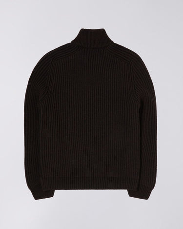 EDWIN RONI HIGH COLLAR Sweater DARK BROWN - KYOTO - EDWIN