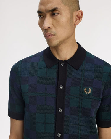 Fred Perry BLACK WATCH TARTAN KNIT SHIRT Blackwatch Tarta - KYOTO - Fred Perry