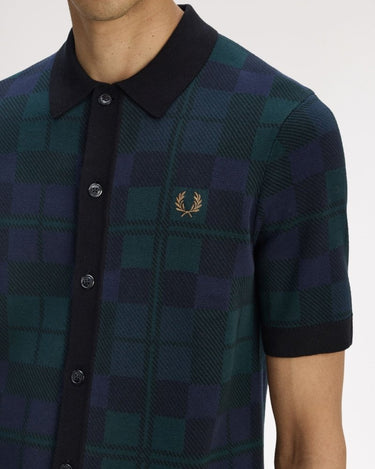 Fred Perry BLACK WATCH TARTAN KNIT SHIRT Blackwatch Tarta - KYOTO - Fred Perry