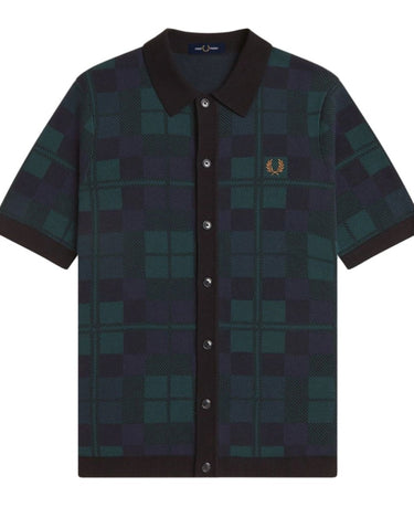 Fred Perry BLACK WATCH TARTAN KNIT SHIRT Blackwatch Tarta - KYOTO - Fred Perry