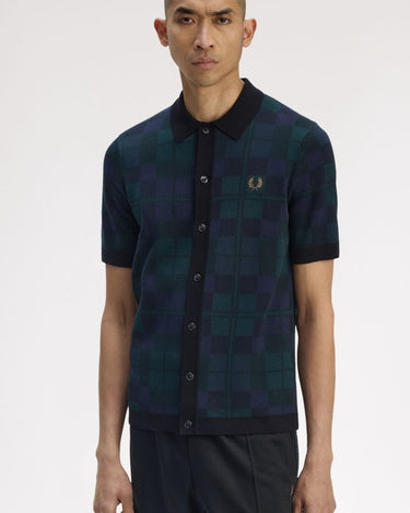 Fred Perry BLACK WATCH TARTAN KNIT SHIRT Blackwatch Tarta - KYOTO - Fred Perry