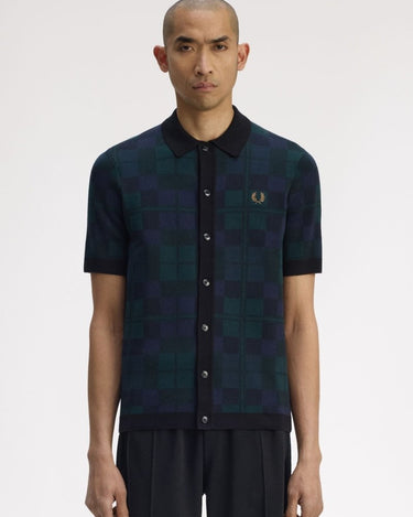 Fred Perry BLACK WATCH TARTAN KNIT SHIRT Blackwatch Tarta - KYOTO - Fred Perry