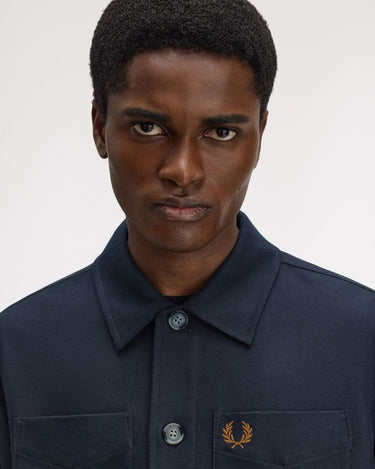 Fred Perry BRUSHED TWILL OVERSHIRT Navy - KYOTO - Fred Perry