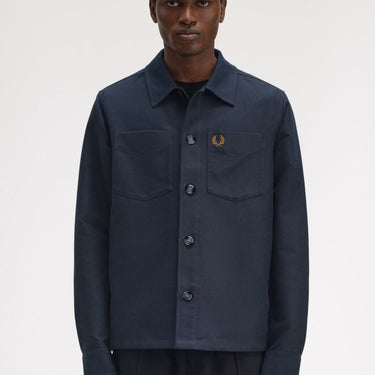 Fred Perry BRUSHED TWILL OVERSHIRT Navy - KYOTO - Fred Perry