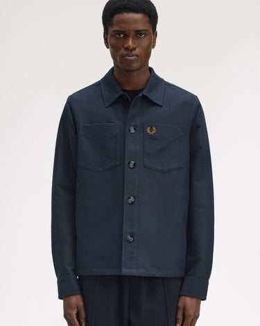 Fred Perry BRUSHED TWILL OVERSHIRT Navy - KYOTO - Fred Perry
