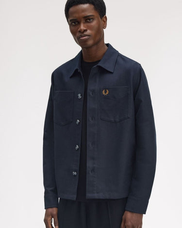 Fred Perry BRUSHED TWILL OVERSHIRT Navy - KYOTO - Fred Perry