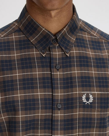 Fred Perry BRUSHED TWILL TARTAN SHIRT Tobacco - KYOTO - Fred Perry