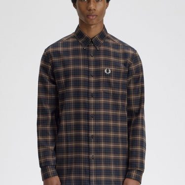 Fred Perry BRUSHED TWILL TARTAN SHIRT Tobacco - KYOTO - Fred Perry