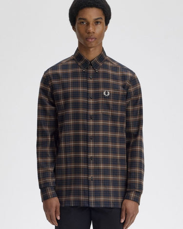 Fred Perry BRUSHED TWILL TARTAN SHIRT Tobacco - KYOTO - Fred Perry