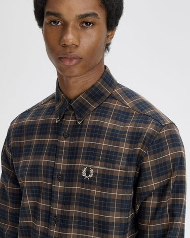 Fred Perry BRUSHED TWILL TARTAN SHIRT Tobacco - KYOTO - Fred Perry
