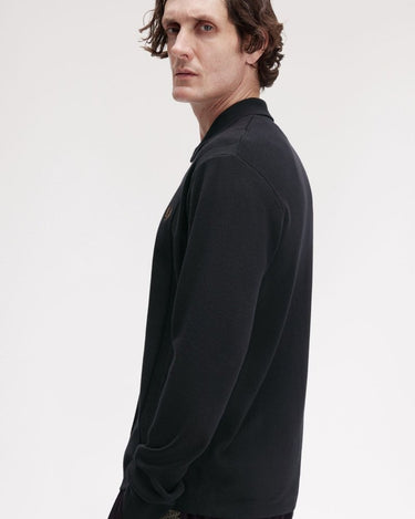Fred Perry BUTTON KNITTED SHIRT Black - KYOTO - Fred Perry