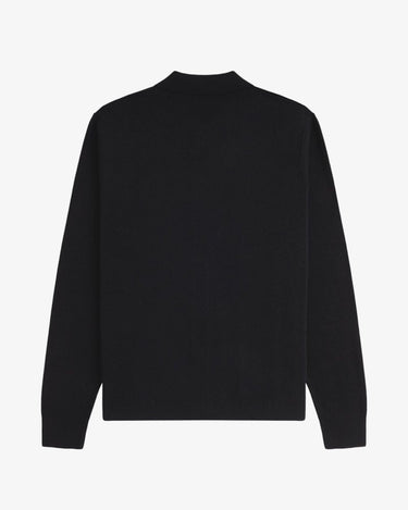 Fred Perry BUTTON KNITTED SHIRT Black - KYOTO - Fred Perry