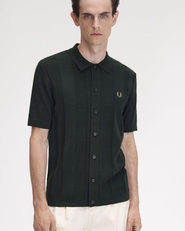 Fred Perry BUTTON THROUGH SS Polo NIGHT GREEN - KYOTO - Fred Perry