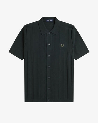 Fred Perry BUTTON THROUGH SS Polo NIGHT GREEN - KYOTO - Fred Perry