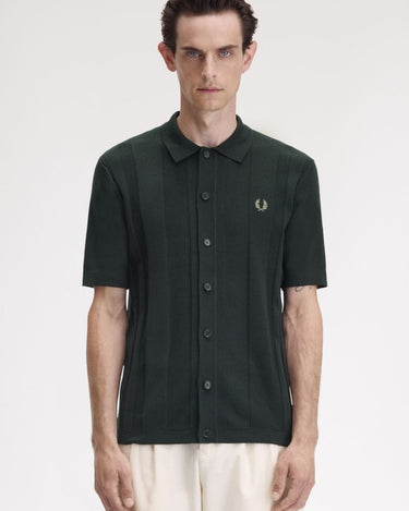 Fred Perry BUTTON THROUGH SS Polo NIGHT GREEN - KYOTO - Fred Perry