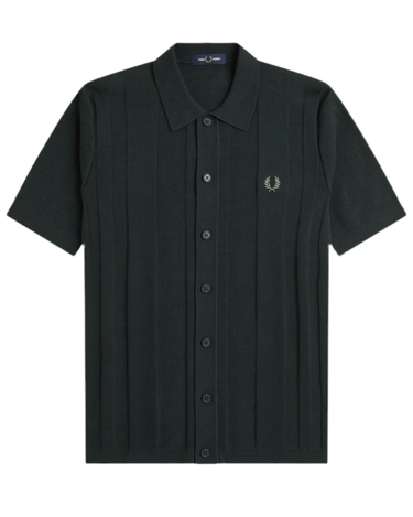 Fred Perry BUTTON THROUGH SS Polo NIGHT GREEN - KYOTO - Fred Perry