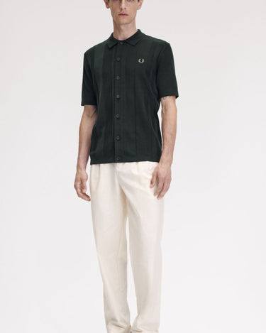 Fred Perry BUTTON THROUGH SS Polo NIGHT GREEN - KYOTO - Fred Perry