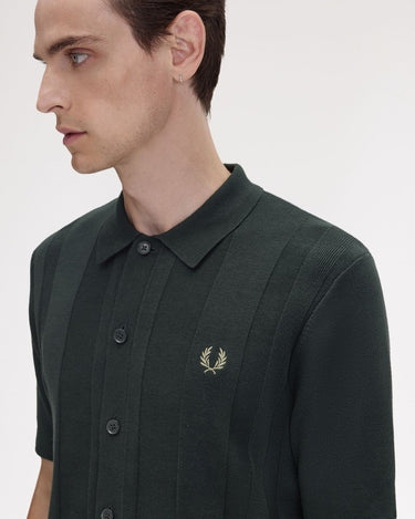 Fred Perry BUTTON THROUGH SS Polo NIGHT GREEN - KYOTO - Fred Perry