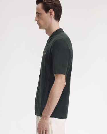 Fred Perry BUTTON THROUGH SS Polo NIGHT GREEN - KYOTO - Fred Perry