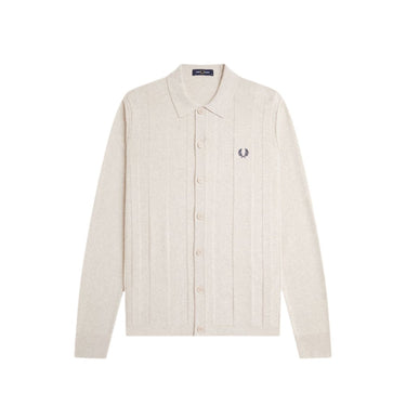 Fred Perry Button Trough Knitted Shirt PORRIDGE MARL - KYOTO - Fred Perry