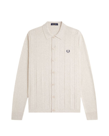 Fred Perry Button Trough Knitted Shirt PORRIDGE MARL - KYOTO - Fred Perry