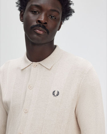 Fred Perry Button Trough Knitted Shirt PORRIDGE MARL - KYOTO - Fred Perry