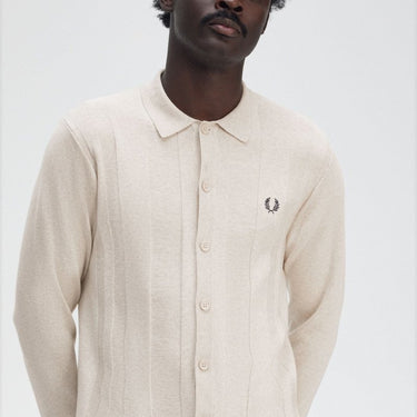 Fred Perry Button Trough Knitted Shirt PORRIDGE MARL - KYOTO - Fred Perry