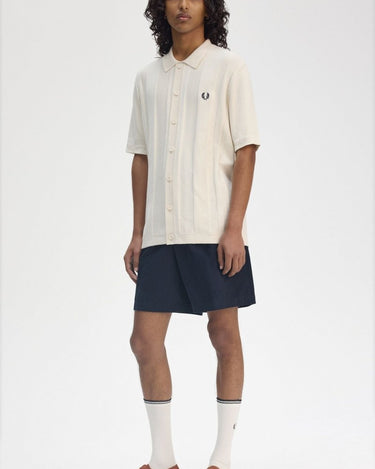 Fred Perry Button Trough Short Sleeve Shirt Ecru - KYOTO - Fred Perry