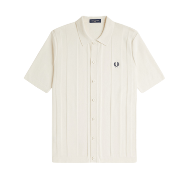 Fred Perry Button Trough Short Sleeve Shirt Ecru - KYOTO - Fred Perry