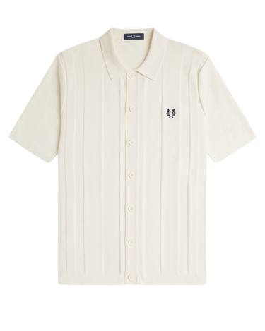 Fred Perry Button Trough Short Sleeve Shirt Ecru - KYOTO - Fred Perry