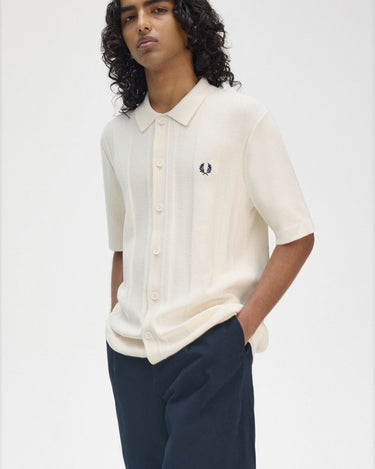 Fred Perry Button Trough Short Sleeve Shirt Ecru - KYOTO - Fred Perry