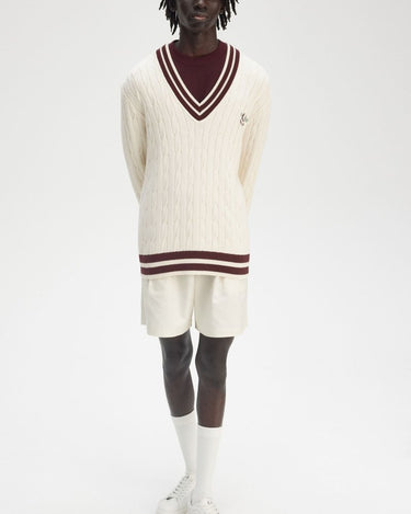 Fred Perry Cable Knit Tennis Jumper Ecru - KYOTO - Fred Perry