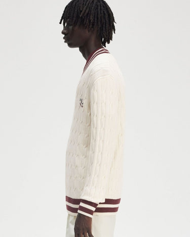 Fred Perry Cable Knit Tennis Jumper Ecru - KYOTO - Fred Perry