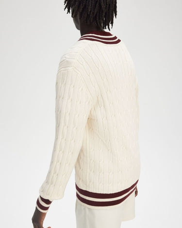 Fred Perry Cable Knit Tennis Jumper Ecru - KYOTO - Fred Perry