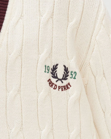 Fred Perry Cable Knit Tennis Jumper Ecru - KYOTO - Fred Perry