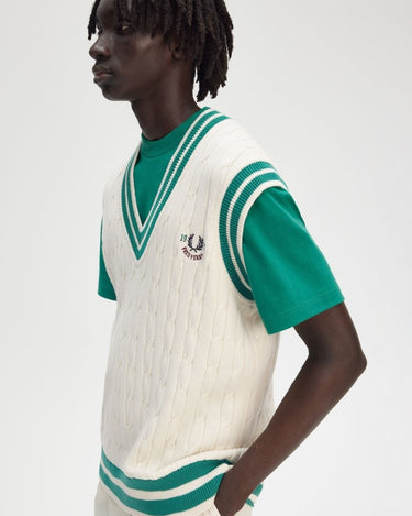 Fred Perry Cable Knit Tennis Tank Ecru - KYOTO - Fred Perry