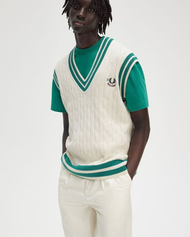 Fred Perry Cable Knit Tennis Tank Ecru - KYOTO - Fred Perry